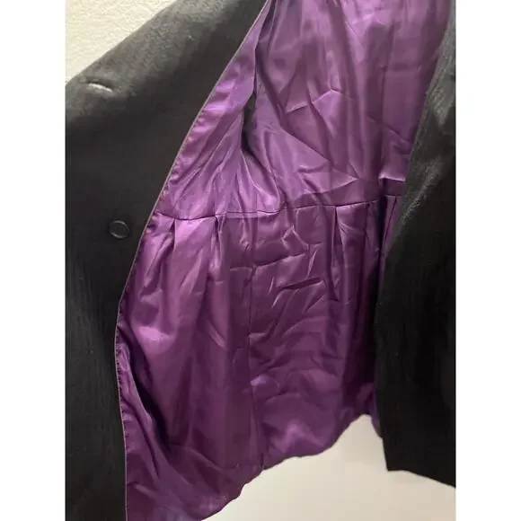 Steve Madden M Black Ruffle Mockneck Collar Wool Blend Coat Whimsigoth Romantic - Picture 7 of 8